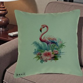 Perna Decorativa Raton in Halat Roz, 40x40 cm, Verde, Husa Detasabila, Perna Inclusa, BEKZ®