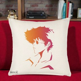 Perna Decorativa Cowboy Bebop Spike Silueta Gradient, 40x40 cm, Crem Reliefat, Husa Detasabila, Perna Inclusa, BEKZ®