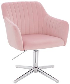 HR190CROSS Scaun Roz Pudra din Catifea cu Bază Cromata