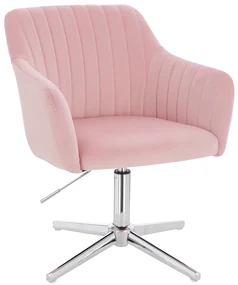 HR190CROSS Scaun Roz Pudra din Catifea cu Bază Cromata