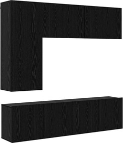 vidaXL Unitate TV de Perete Pe perete 5 pcs Stejar Negru Lemn compozit