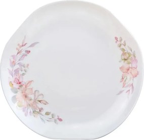 Set de masă Kinghoff KH 2035, 18 piese, pentru 6 persoane, sticlă opală, motiv floral, alb