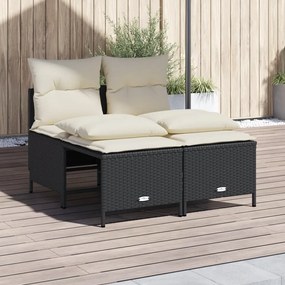 368371 vidaXL Set mobilier de grădină cu perne, 4 piese, negru, poliratan