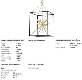 Candelabru, lustra suspendata LUX GLENDALE cu 13 surse de lumina