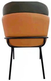 Fotoliu design, portocaliu / verde, piele ecologică, GANON