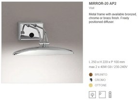 Aplica de perete tablou, oglinda de baie MIRROR-20 AP2 CROMO 017334
