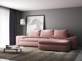 Colțar extensibil dumonde cu ladă de depozitare si sezut confortabil din spuma high-density, Leonardo Royal Roz 260x185 cm II