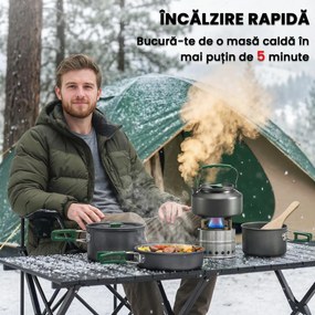 Outsunny Set de Oale Camping, 4-5 Persoane, Oțel Inoxidabil, 20.5 x 20.5 x 15.5 cm, Gri | Aosom Romania