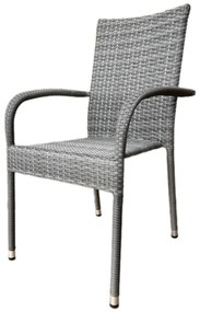 Autronic Scaun de gradina, metal, polyrattan, gri,AZ C-S2114 GREY