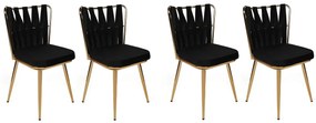 Set de scaune de sufragerie Kusakli Black andGold, 4 buc.