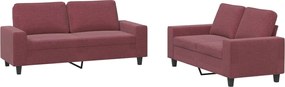 vidaXL Set de canapea, 2 piese, roșu vin, material textil
