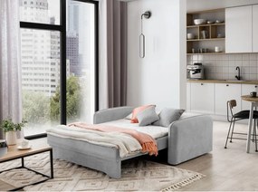 Canapea gri deschis extensibilă/cu spațiu de depozitare cu tapițerie din chenille 155 cm Laine – ELTAP