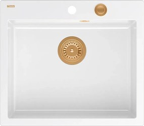 Chiuveta compozit incastrata Quadron Unique Morgan 110 alb - cupru 57x50 cm