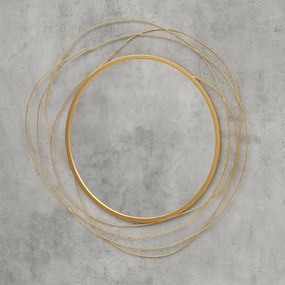 HOMCOM Decor Oglindă de Perete, Artă Metalică de Perete, Oglindă Rotundă pentru Living, Dormitor, Sufragerie, 65x65x1 cm, Auriu | Aosom Romania