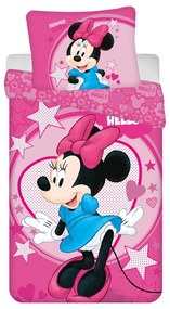 Lenjerie de pat pentru copii roz din microfibră pentru pat de o persoană 140x200 cm Minnie "Hello" – Jerry Fabrics