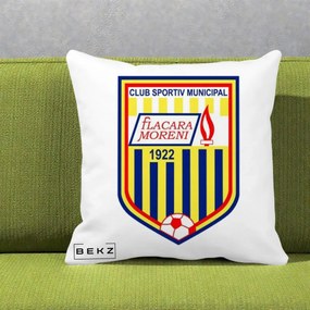 Perna Personalizata CSM Flacara Moreni 1922 Fotbal, 40x40 cm, Alba Mata, Husa Detasabila, Perna Inclusa, BEKZ®