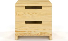 Noptieră lemn masiv TerraCraft 2 Sertare Pin, 40 × 35 × 38 cm - Alb Pur