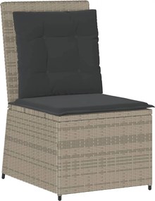 vidaXL Canapea de grădină rabatabilă cu perne, gri deschis, poliratan