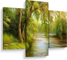 Tablou - Salcie lângă lac, pictură în ulei (90x60 cm)