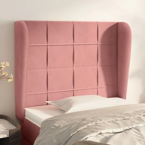 3117991 vidaXL Tăblie de pat cu aripioare, roz, 83x23x118/128 cm, catifea