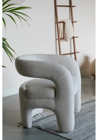 Fotoliu alb cu tapițerie din țesătură bouclé Nova – White Label