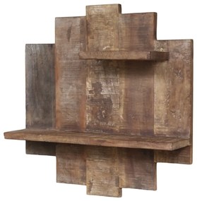 Etajeră de perete din lemn reciclat, design geometric, Grimaud