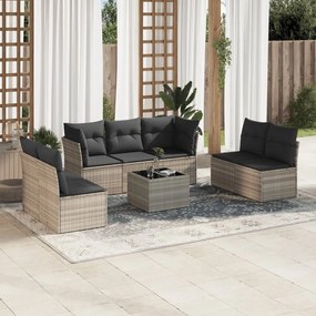 3217422 vidaXL Set mobilier de grădină cu perne, 8 piese gri deschis poliratan