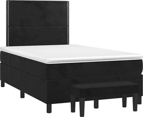 vidaXL Pat box spring cu saltea, negru, 120x190 cm, catifea