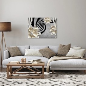 Tablou pe sticlă - 3D Flori aurii (70x50 cm)