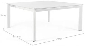 Masă extensibila, din aluminiu, alba, 160/110x160 cm, Konnor, Bizzotto