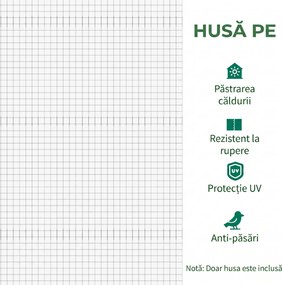 Outsunny Folie pentru Seră cu 12 Ferestre, Ușă Rulabilă și Margini Îngropate, 3x2x2 m, Alb | Aosom Romania
