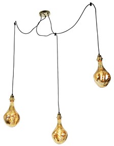 Lampă suspendată aurie cu 3 lumini inclusiv LED oglindă auriu reglabil - Cava Luxe
