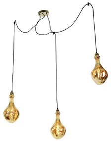 Lampă suspendată aurie cu 3 lumini inclusiv LED oglindă auriu reglabil - Cava Luxe