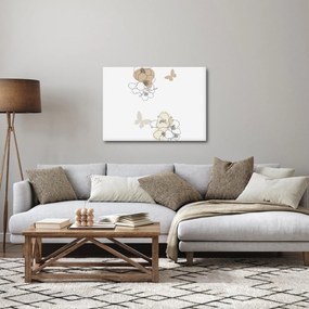 Tablou - Flori bej cu fluture N⁰2 (70x50 cm)