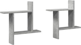 vidaXL Rafturi perete, 2 buc., gri beton, 50x12x50 cm, lemn prelucrat
