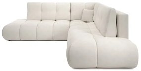 Colțar extensibil tapitat ALMADA, cu spațiu de depozitare, formă în L, versiune dreapta, bej