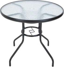 Masă de grădină ZWMT Ø 80 cm metal cu blat din sticlă