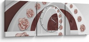 Tablou - Arcade 3D cu flori (cu ceas) (90x30 cm)