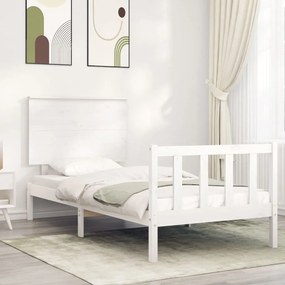 3193387 vidaXL Cadru de pat cu tăblie, alb, 90x200 cm, lemn masiv