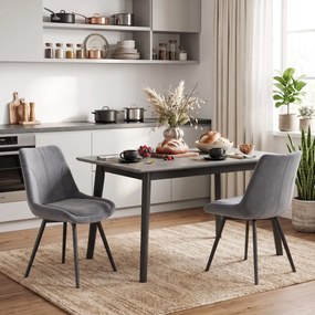 HOMCOM Set 2 Scaune de Dining din Catifea pentru Bucătărie, Gri Închis | Aosom Romania