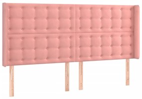 3120079 vidaXL Tăblie de pat cu aripioare, roz, 183x16x118/128 cm, catifea