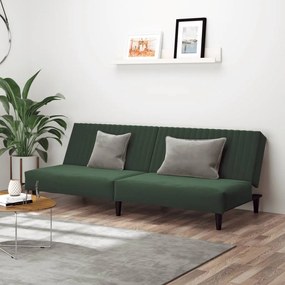 vidaXL Canapea extensibilă cu 2 locuri, verde închis, catifea