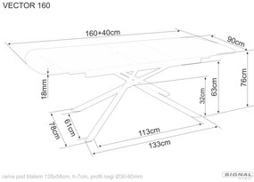 Masa extensibila Vector neagra L160(200)x90 cm