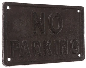 Decor de perete din fontă "NO PARKING" negru, 11 x 18 cm
