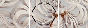 Tablou - Zeița motiv floral (cu ceas) (90x30 cm)