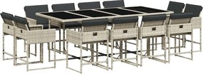 vidaXL Set mobilier de grădină cu perne 13 piese gri deschis poliratan