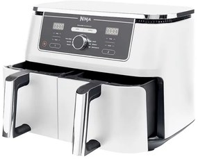 Friteuza dubla cu aer cald Ninja AF400EUWH, 2470W, 9.5 L, 6 programe, 40-240°C, Zone independente, Alb