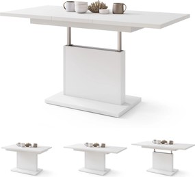 Mazzoni ASTON MINI Alb Mat - MĂSUȚĂ DE CAFEA MODERNĂ EXTENSIBILĂ REGLABILĂ PE ÎNĂLȚIME MASĂ TRANSFORMABILĂ