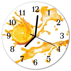 Ceas de perete din sticla rotund Suc de portocale Alimente și băuturi Orange