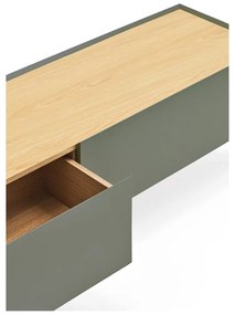 Masă TV verde/în culoare naturală cu aspect de lemn de stejar 180x45 cm Arista – Teulat